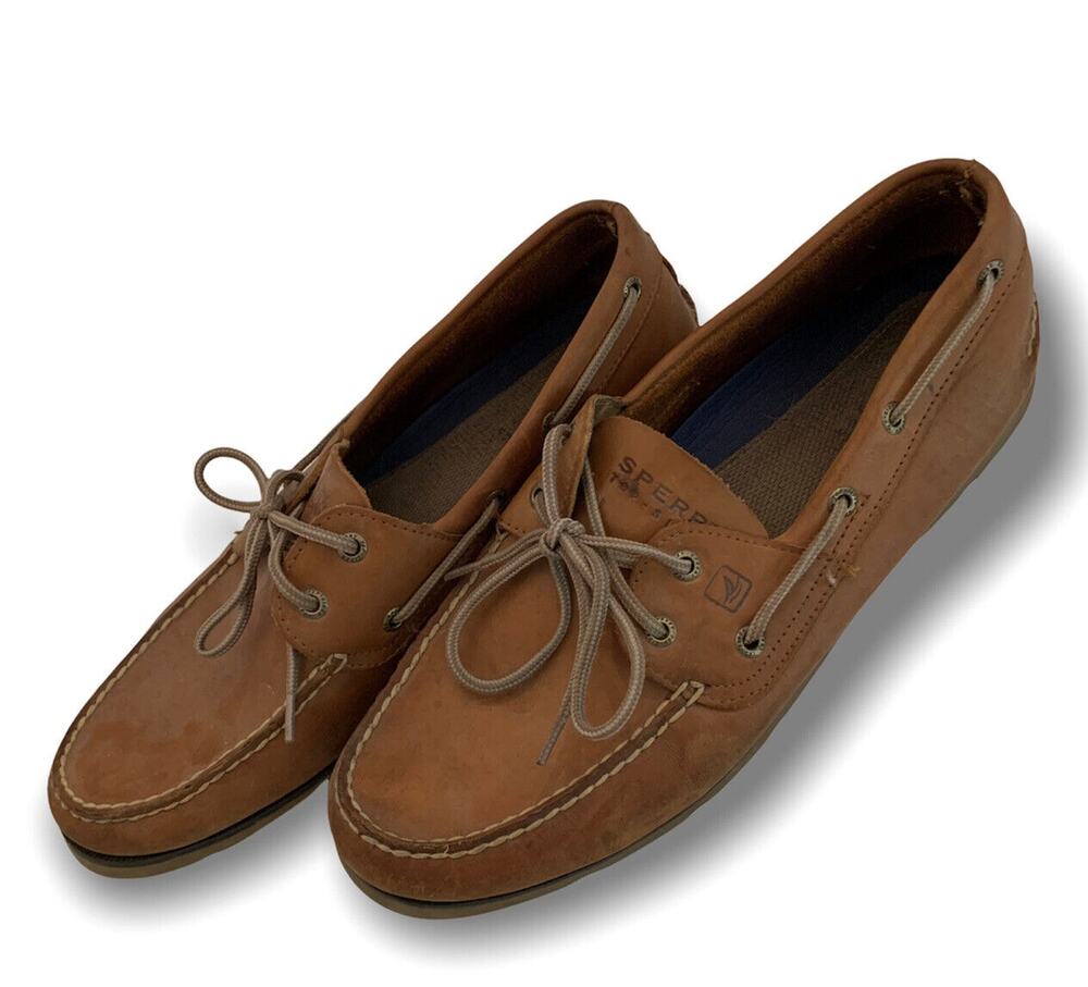 Size 12M Sperry Brown Leather Leeward Boat Shoes Mens 0777894